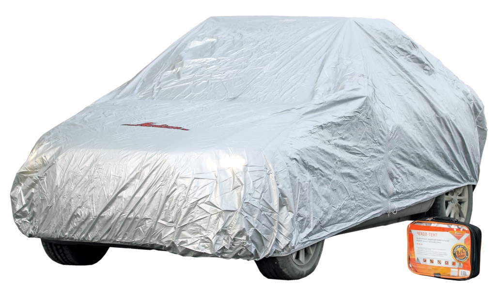 Чехол-тент на автомобиль защитный, размер L (520х192х120см), цвет серый, молния для двери, универсальный