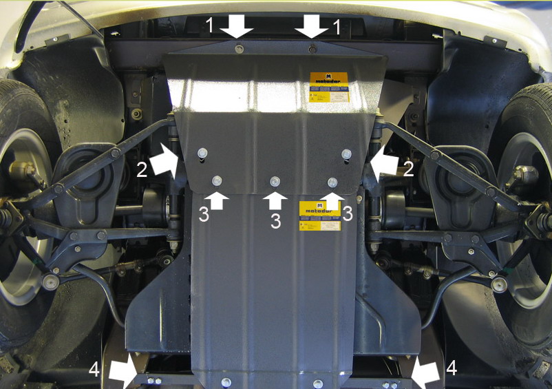 Защита картера двигателя, комплект 4 части для Шевроле Нива